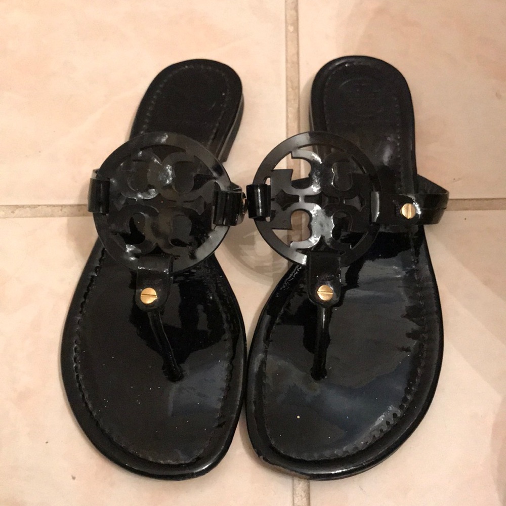 Black patent Tory Burch Miller Sandals!